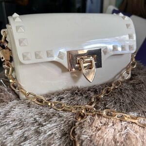 Gold N Cream Studded Wristlet with Chain